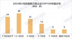 杏宇:2024年5月安徽新三板企业市值TOP100：21家企业冲击北交所